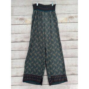 Painted Threads Elastic Waist Wide Leg BOHO Pants Women's Size Small‎ Green